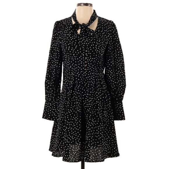 Cistar Dresses & Skirts - CISTAR M Black White Polka Dot Bow Tie Dress Large